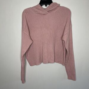 MARISSA WEBB Sweater Womens XS Pink Ribbed Hooded Aria Pullover Wool Blend